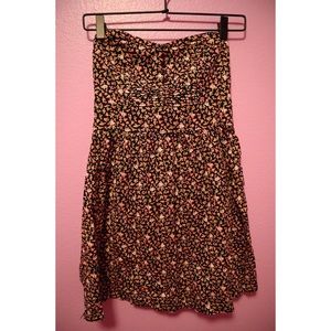 Strapless Floral Print Dress